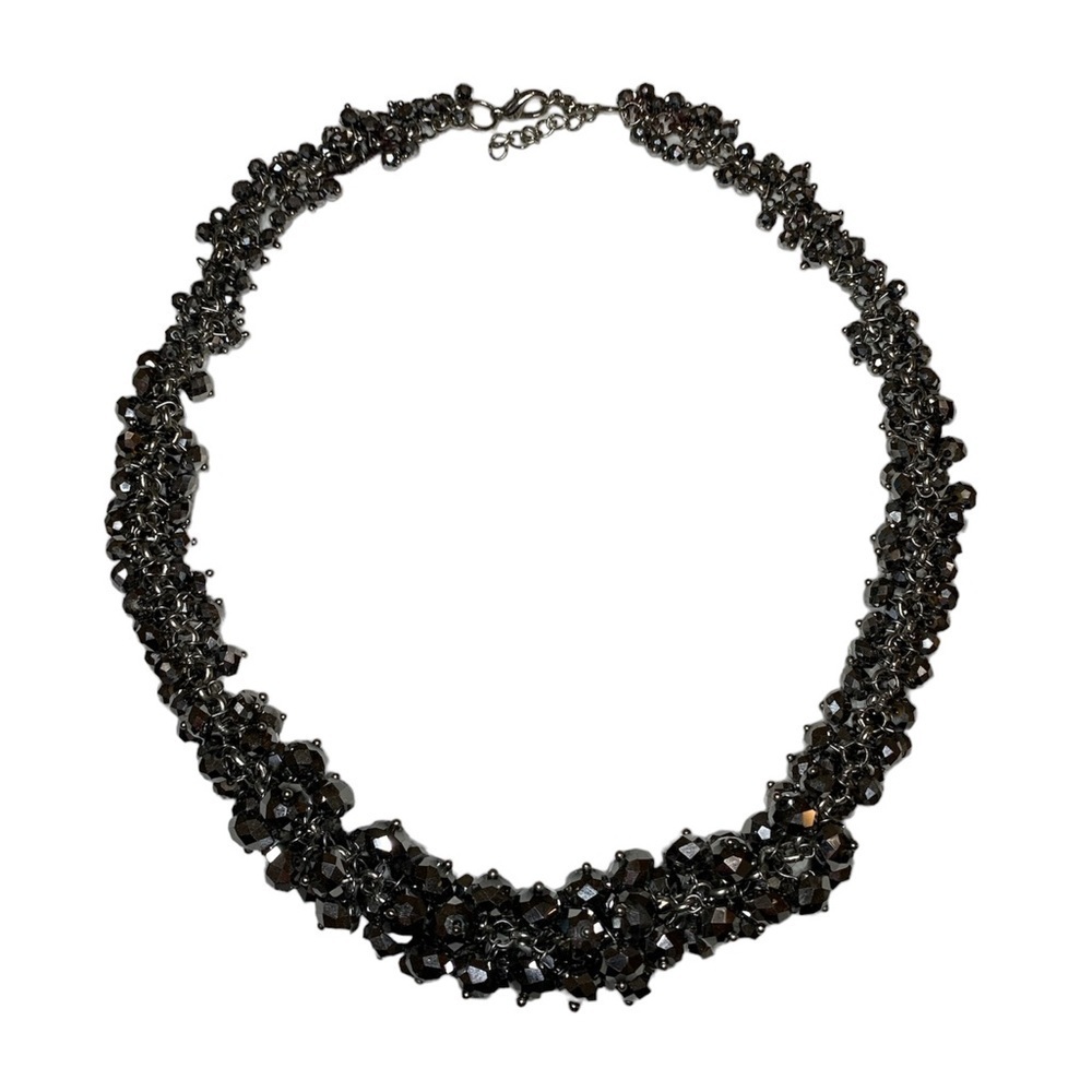 Gunmetal Faceted Round Fire Polished‎ Bead necklace